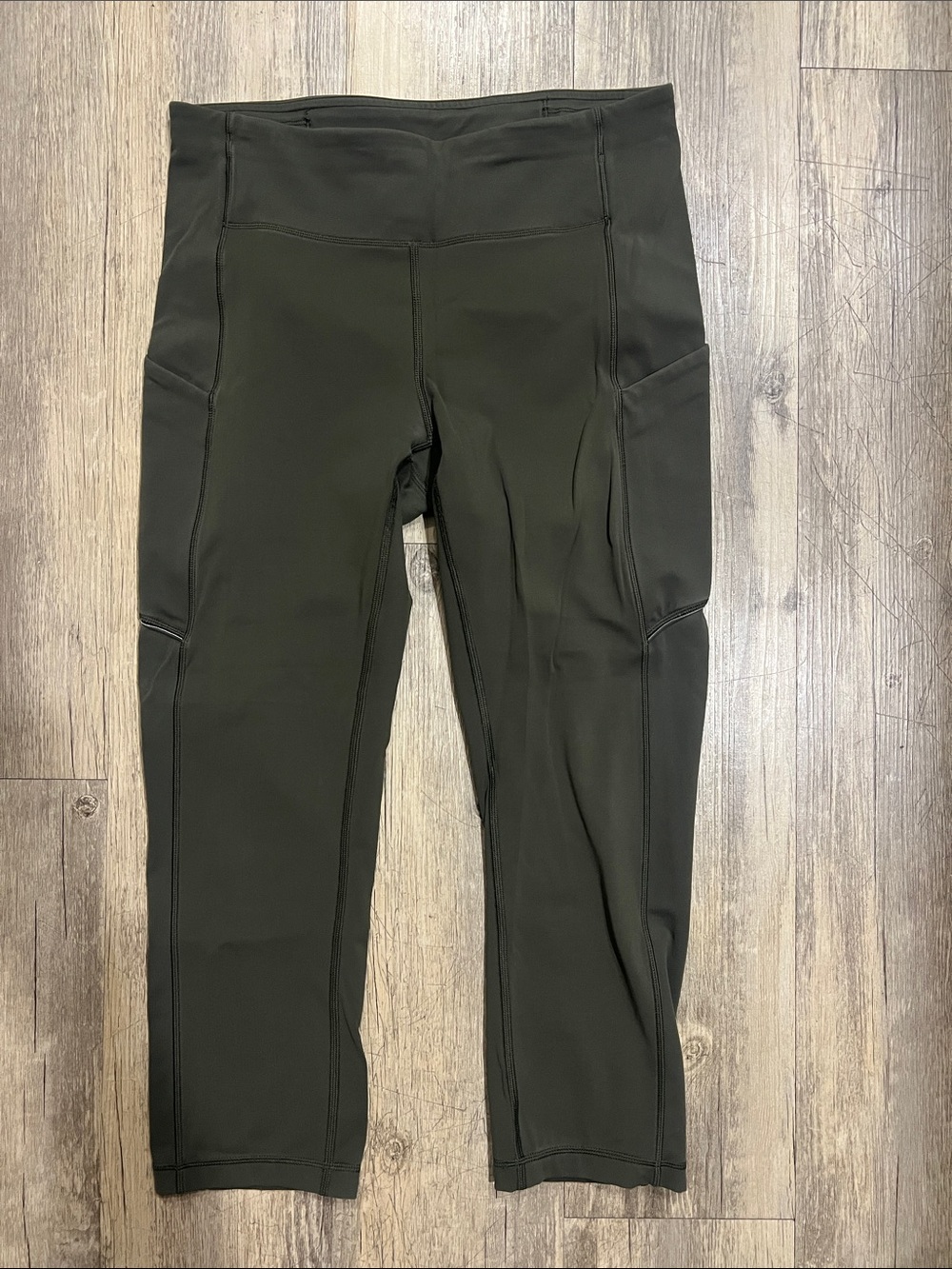 lululemon Dark Olive Cropped Performance Pocket Leggings